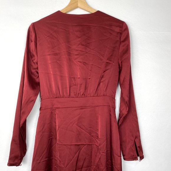 NWT Ted Baker London Neenha Long Sleeve Satin Midi Wrap Dress Red 1 - Picture 9 of 12